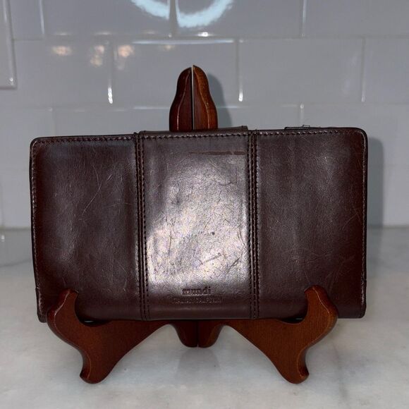 Mundi Wallet Smooth Italian Leather Bifold Compact Snap Flap - Picture 4 of 16